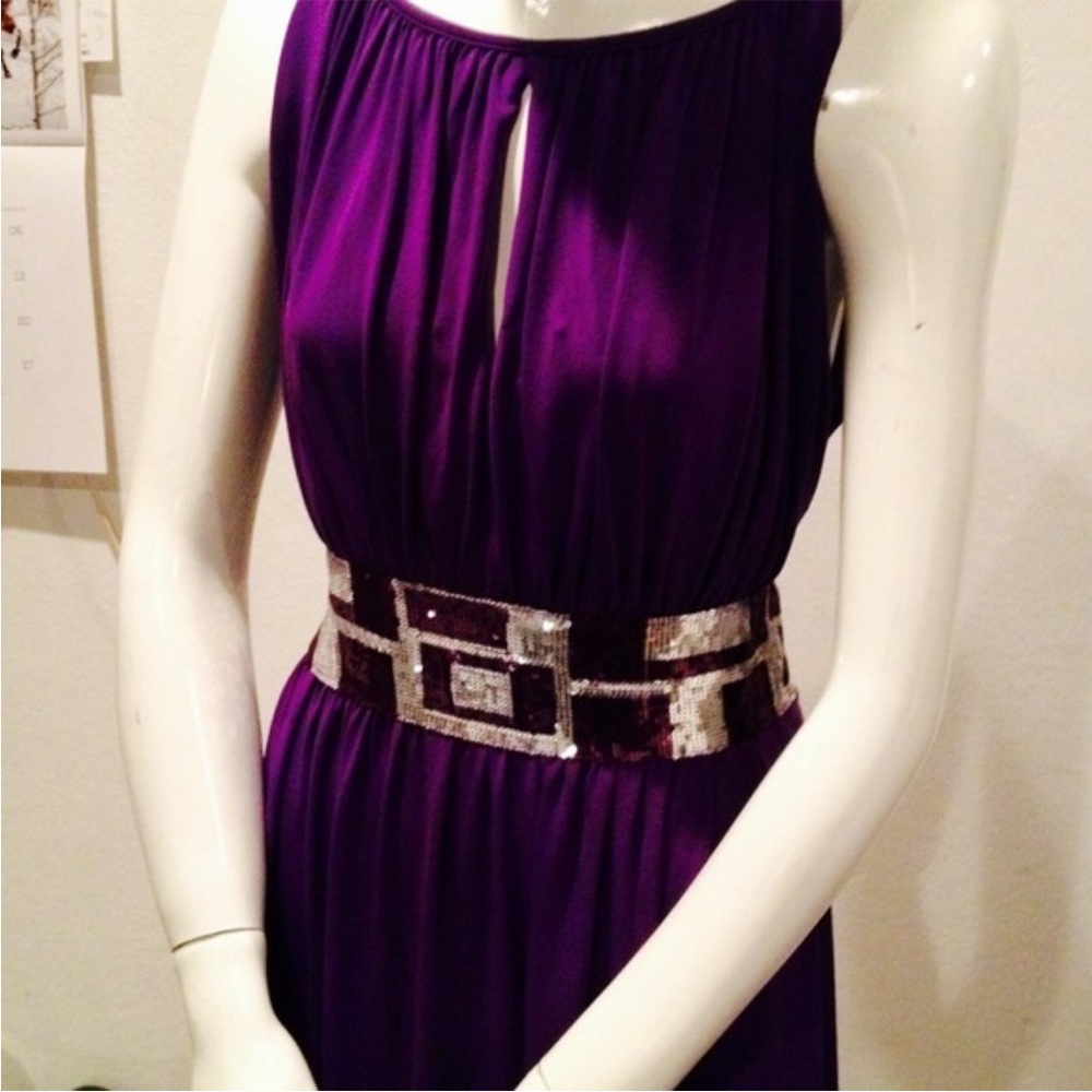 PURPLE SILVER MIDI HOLIDAY DRESS